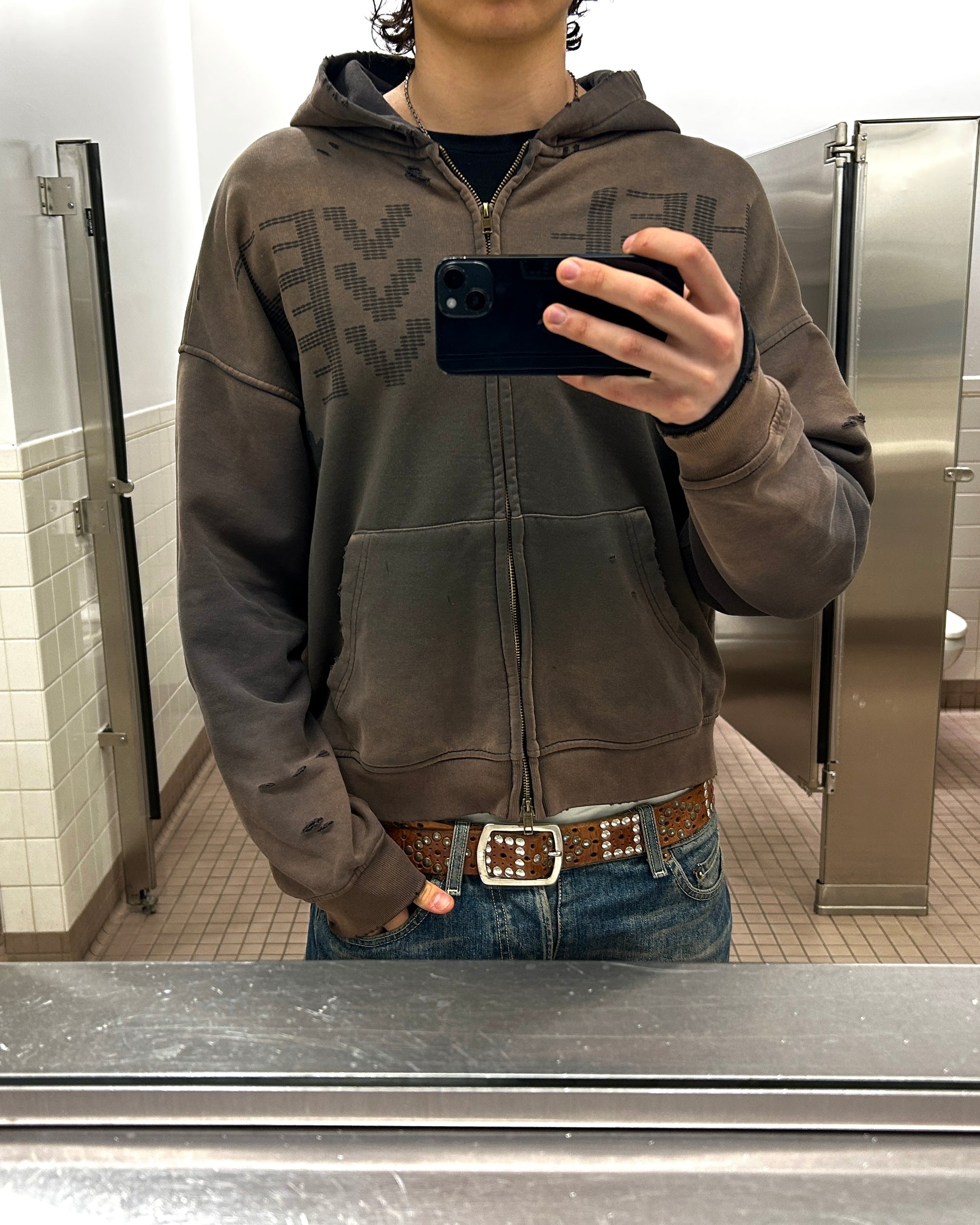 "DUSK" ZIP UP on male body front view, Helvet Newyork.