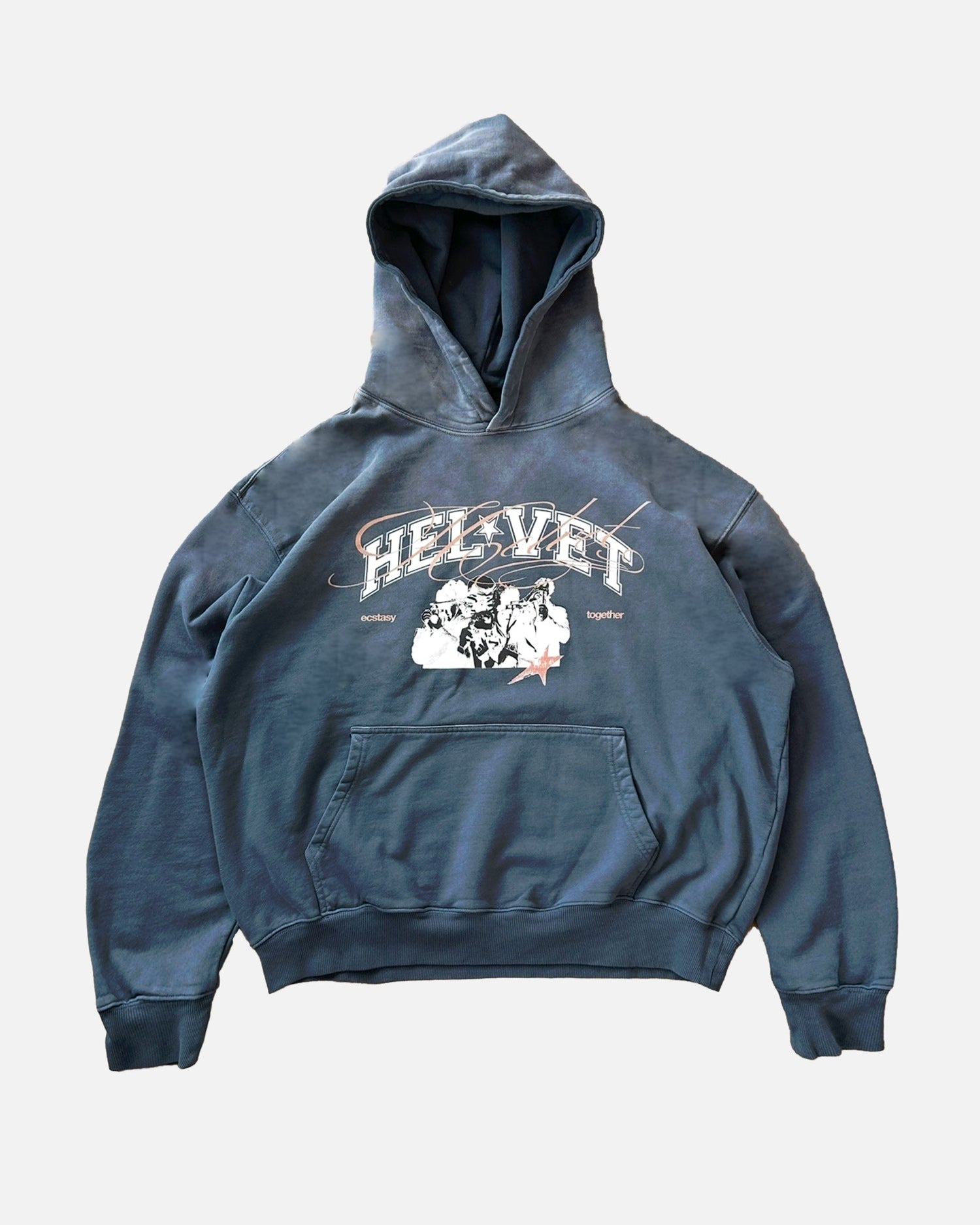 PAPARAZZI HOODIE "CLOUDED BLUE" front view, Helvet Newyork.
