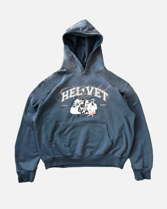 PAPARAZZI HOODIE "CLOUDED BLUE" front view, Helvet Newyork.